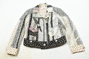 COACH Moto Prairie Jacket Womens 00 Patchwork Floral Long Sleeve Assymetrical